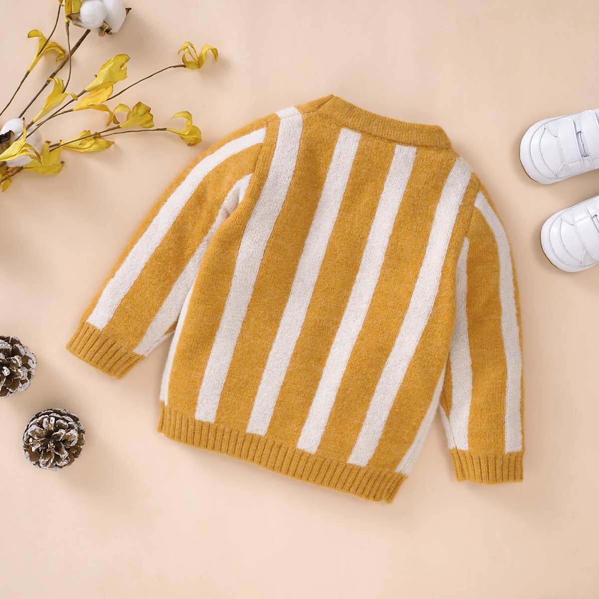 Baby Girls Autumn And Winter Striped Knitted Cardigan Coat Wholesale Baby Clothes In Bulk