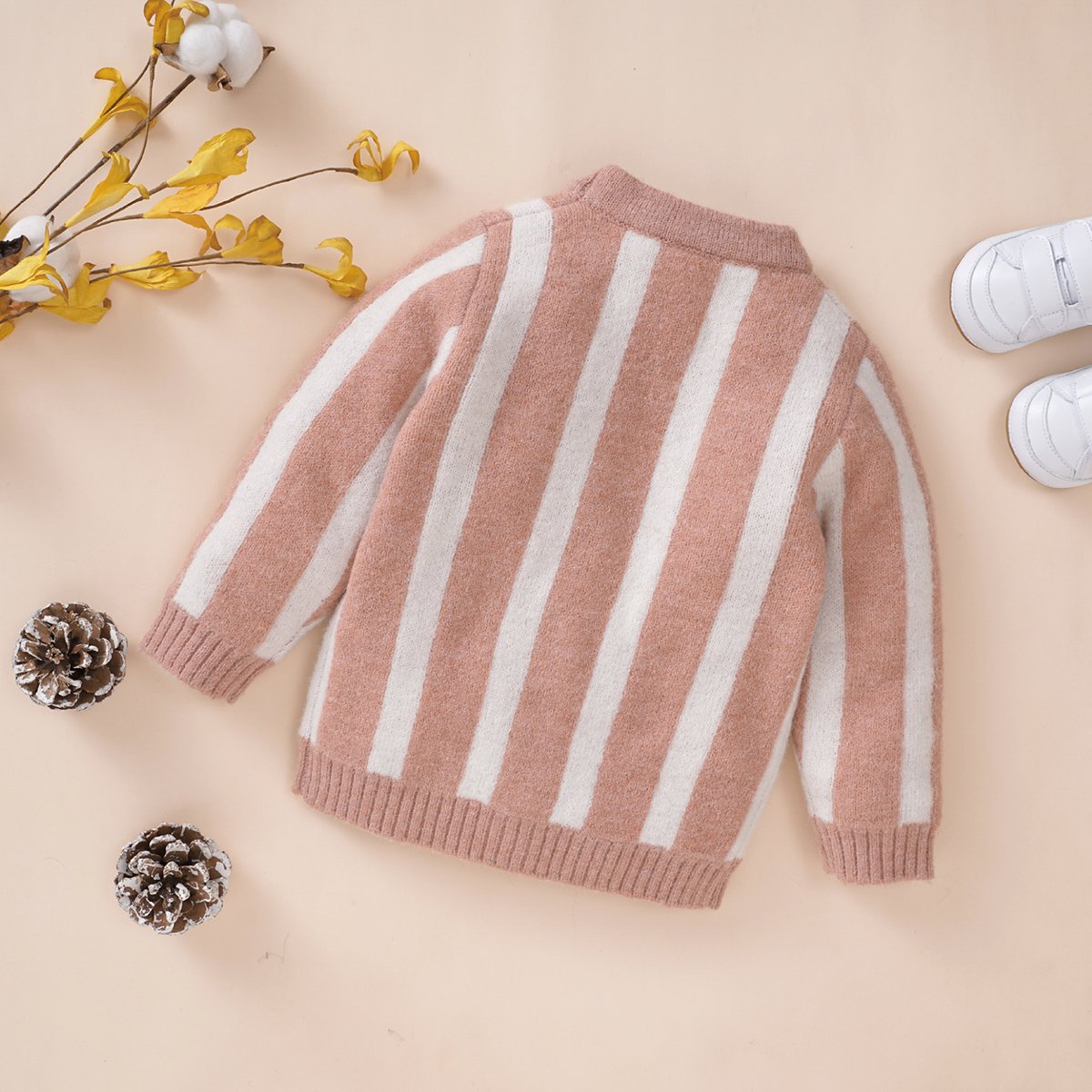 Baby Girls Autumn And Winter Striped Knitted Cardigan Coat Wholesale Baby Clothes In Bulk