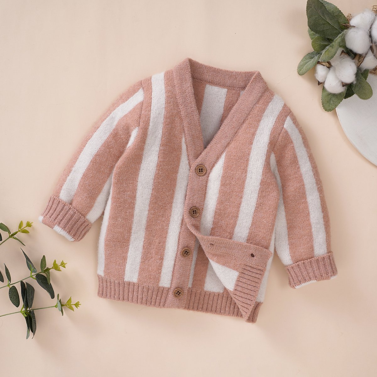Baby Girls Autumn And Winter Striped Knitted Cardigan Coat Wholesale Baby Clothes In Bulk