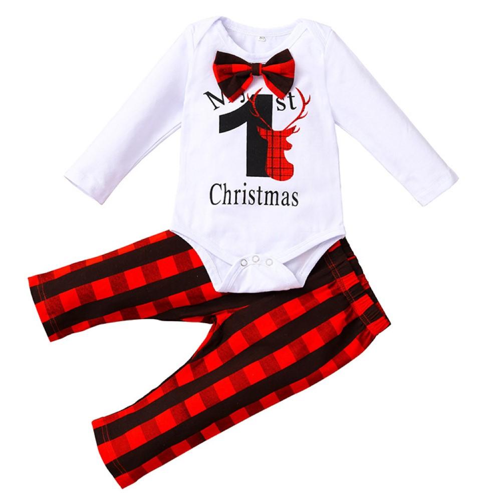 Baby Girls Christmas Letter Printed Romper & Pants Baby Wholesale Suppliers