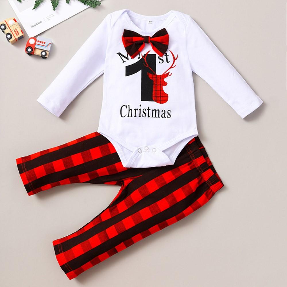 Baby Girls Christmas Letter Printed Romper & Pants Baby Wholesale Suppliers