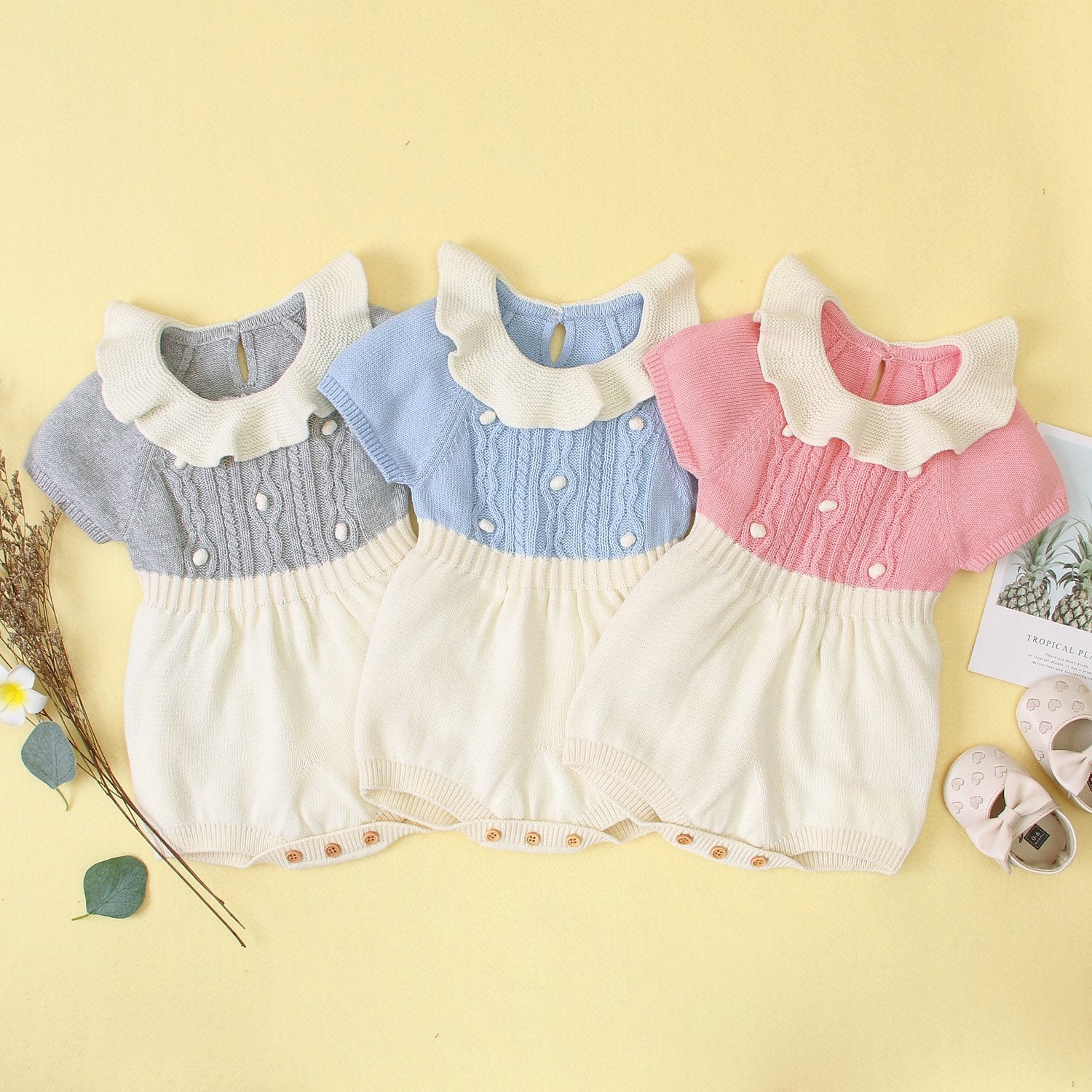 Baby Girls Spring And Autumn Solid Color Knitted Baby Collar Jumpsuit Buy Baby Clothes Wholesale