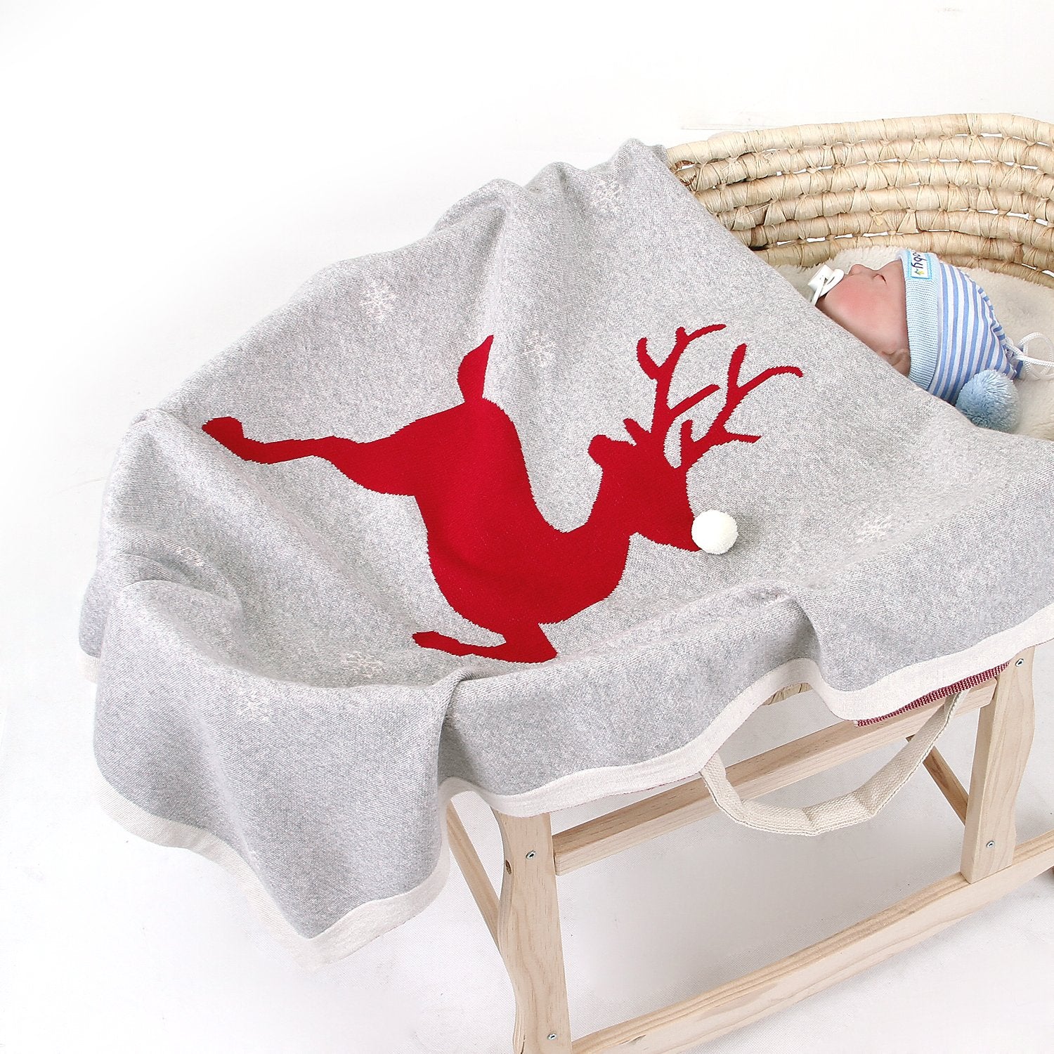 Baby Holding Blanket Christmas Three-Dimensional Elk Baby Cotton Knitted Cover Blanket Baby Wholesale Clothing