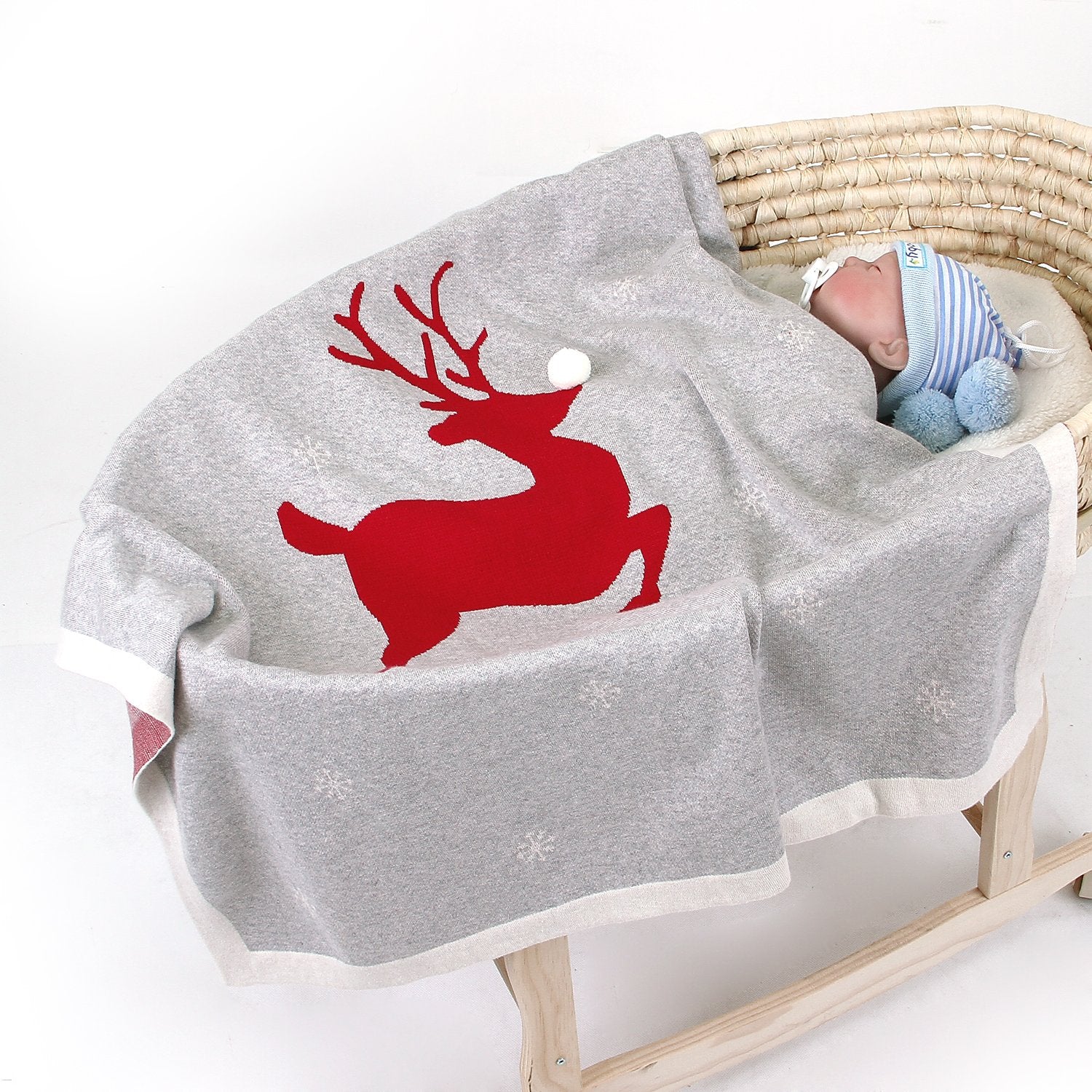 Baby Holding Blanket Christmas Three-Dimensional Elk Baby Cotton Knitted Cover Blanket Baby Wholesale Clothing