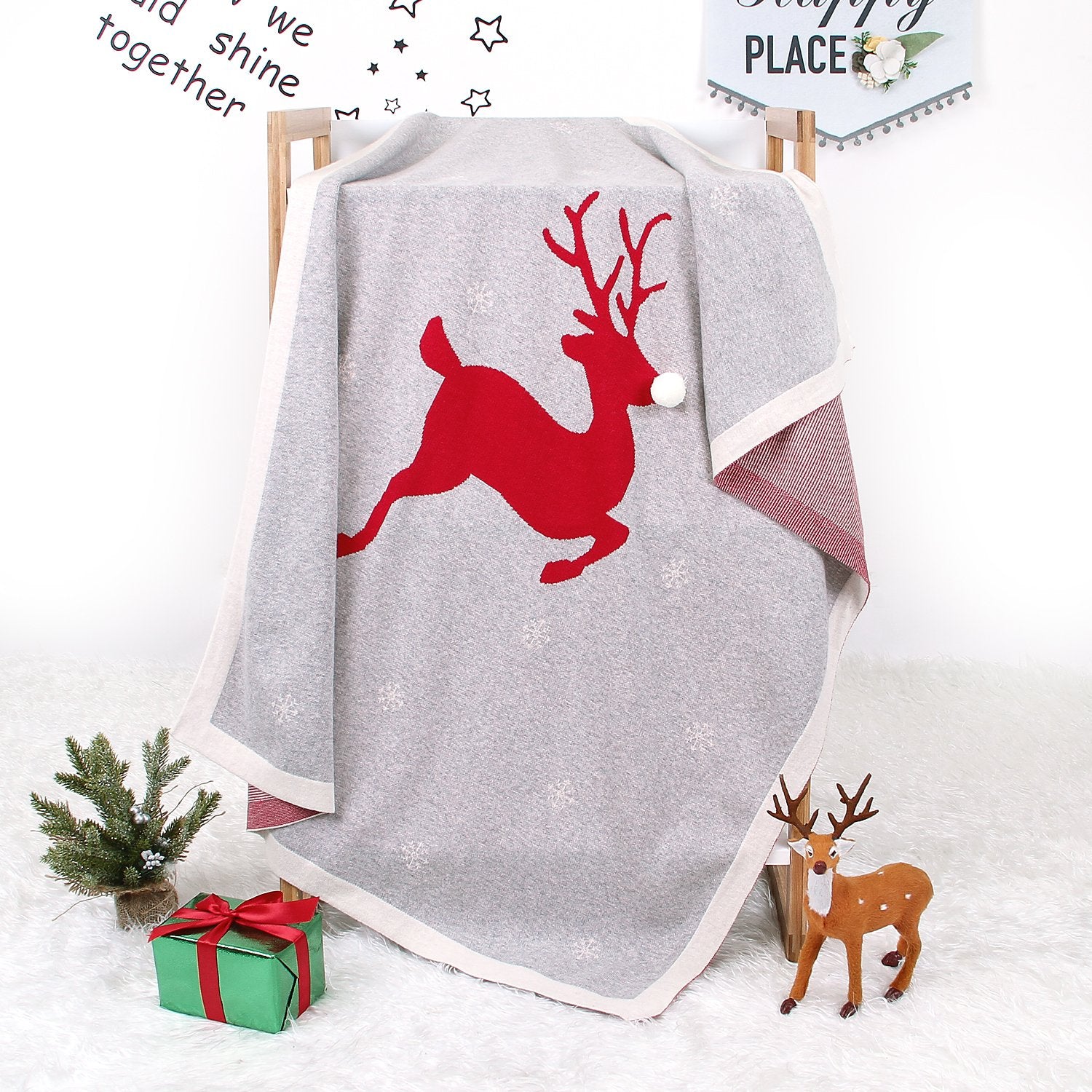 Baby Holding Blanket Christmas Three-Dimensional Elk Baby Cotton Knitted Cover Blanket Baby Wholesale Clothing