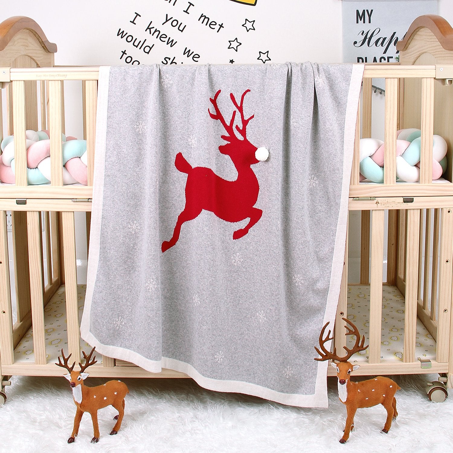 Baby Holding Blanket Christmas Three-Dimensional Elk Baby Cotton Knitted Cover Blanket Baby Wholesale Clothing