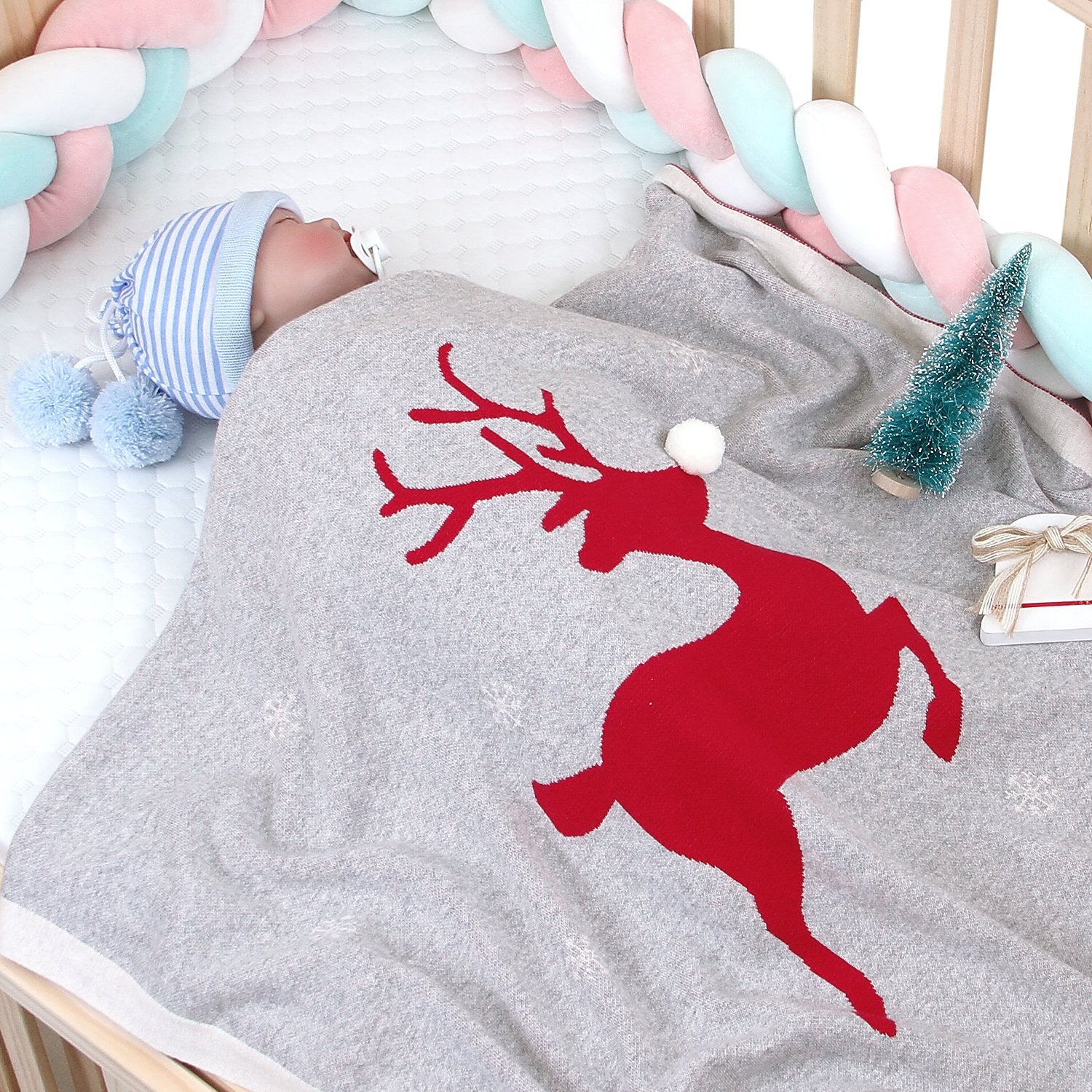 Baby Holding Blanket Christmas Three-Dimensional Elk Baby Cotton Knitted Cover Blanket Baby Wholesale Clothing