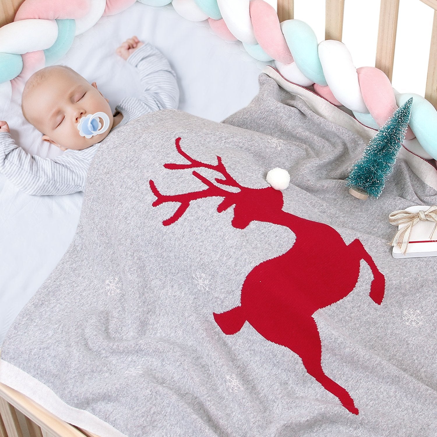 Baby Holding Blanket Christmas Three-Dimensional Elk Baby Cotton Knitted Cover Blanket Baby Wholesale Clothing