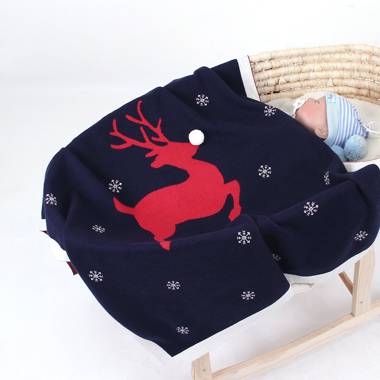 Baby Holding Blanket Christmas Three-Dimensional Elk Baby Cotton Knitted Cover Blanket Baby Wholesale Clothing