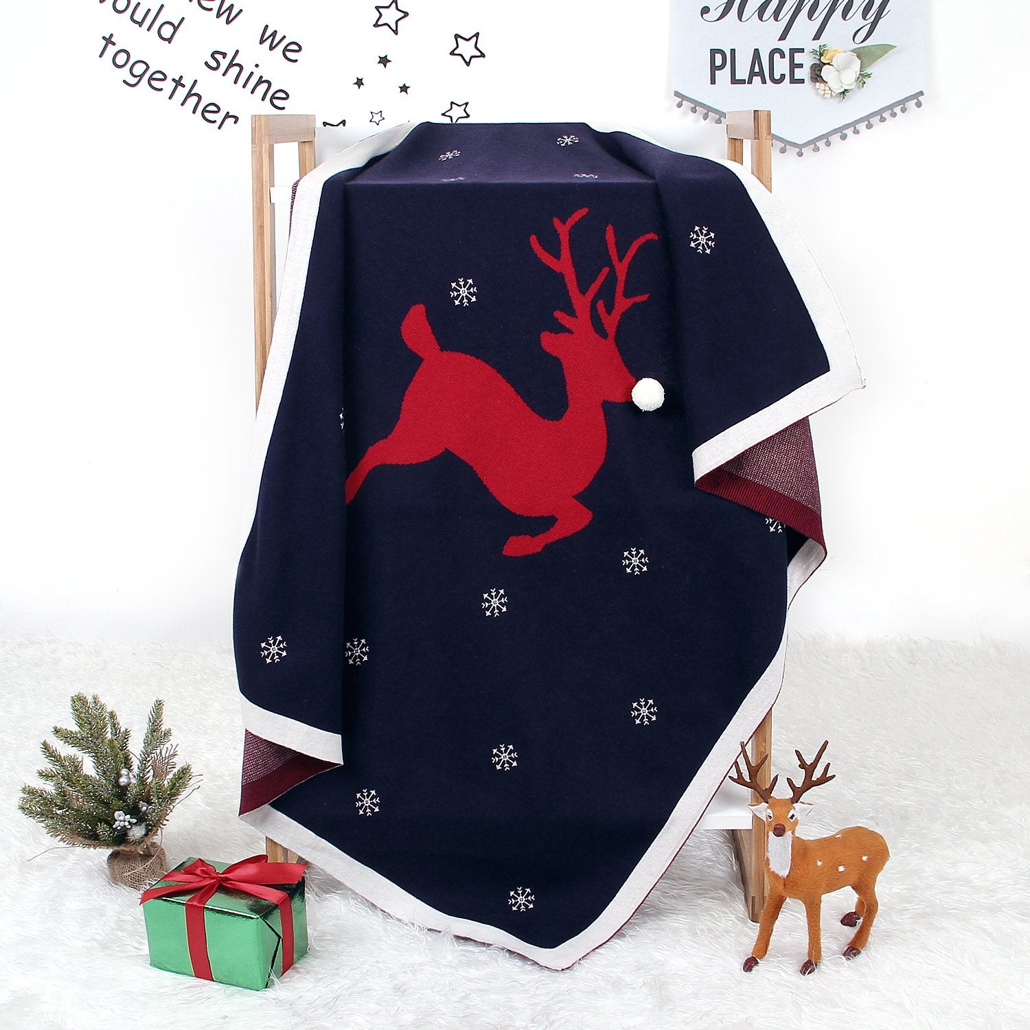 Baby Holding Blanket Christmas Three-Dimensional Elk Baby Cotton Knitted Cover Blanket Baby Wholesale Clothing