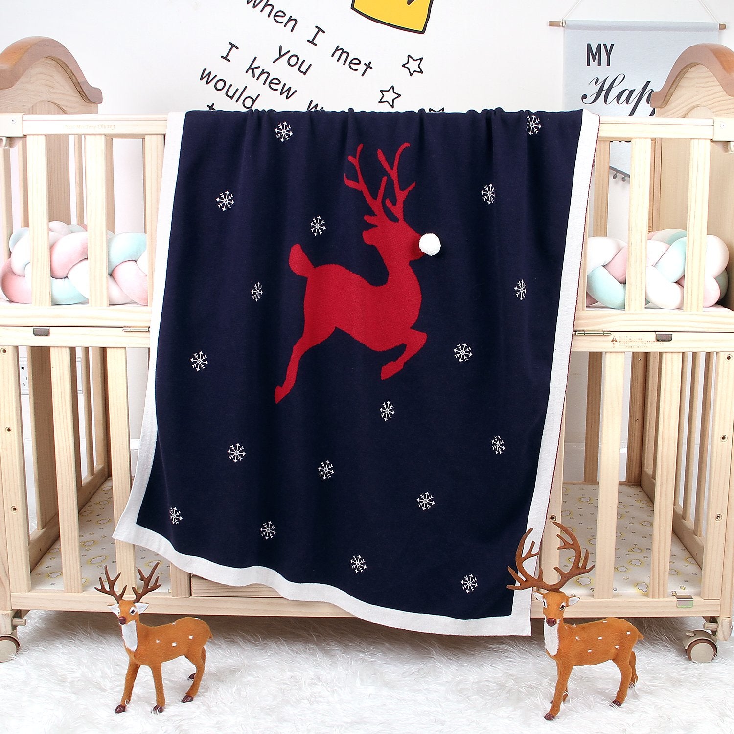 Baby Holding Blanket Christmas Three-Dimensional Elk Baby Cotton Knitted Cover Blanket Baby Wholesale Clothing