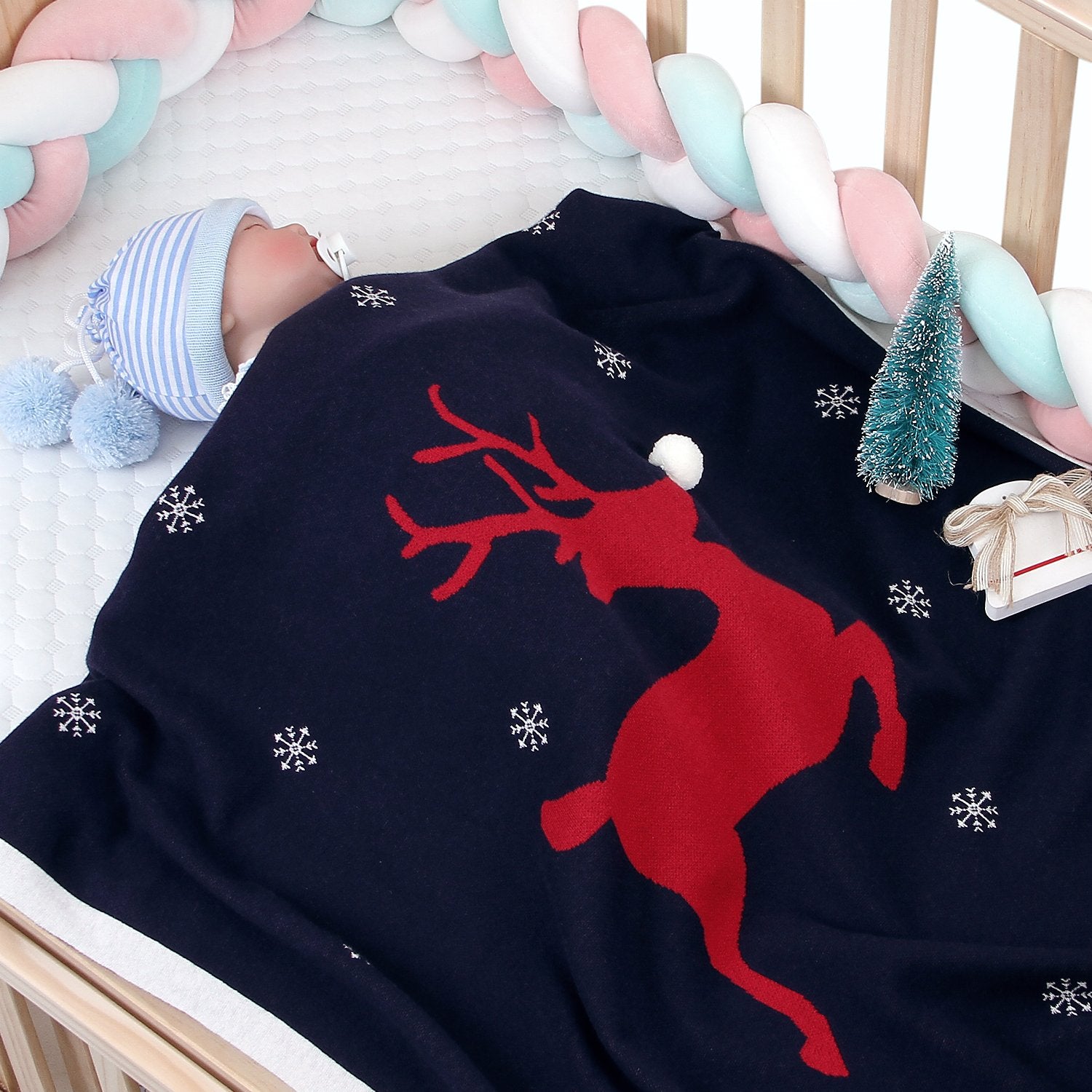 Baby Holding Blanket Christmas Three-Dimensional Elk Baby Cotton Knitted Cover Blanket Baby Wholesale Clothing