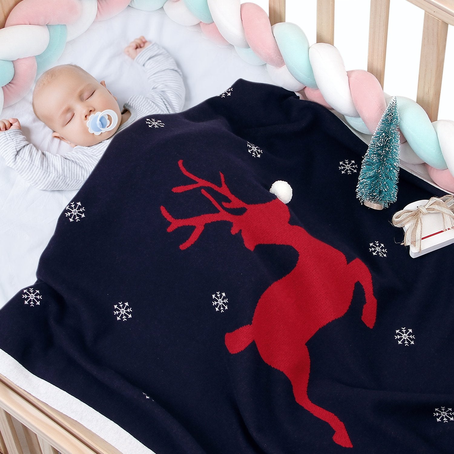 Baby Holding Blanket Christmas Three-Dimensional Elk Baby Cotton Knitted Cover Blanket Baby Wholesale Clothing