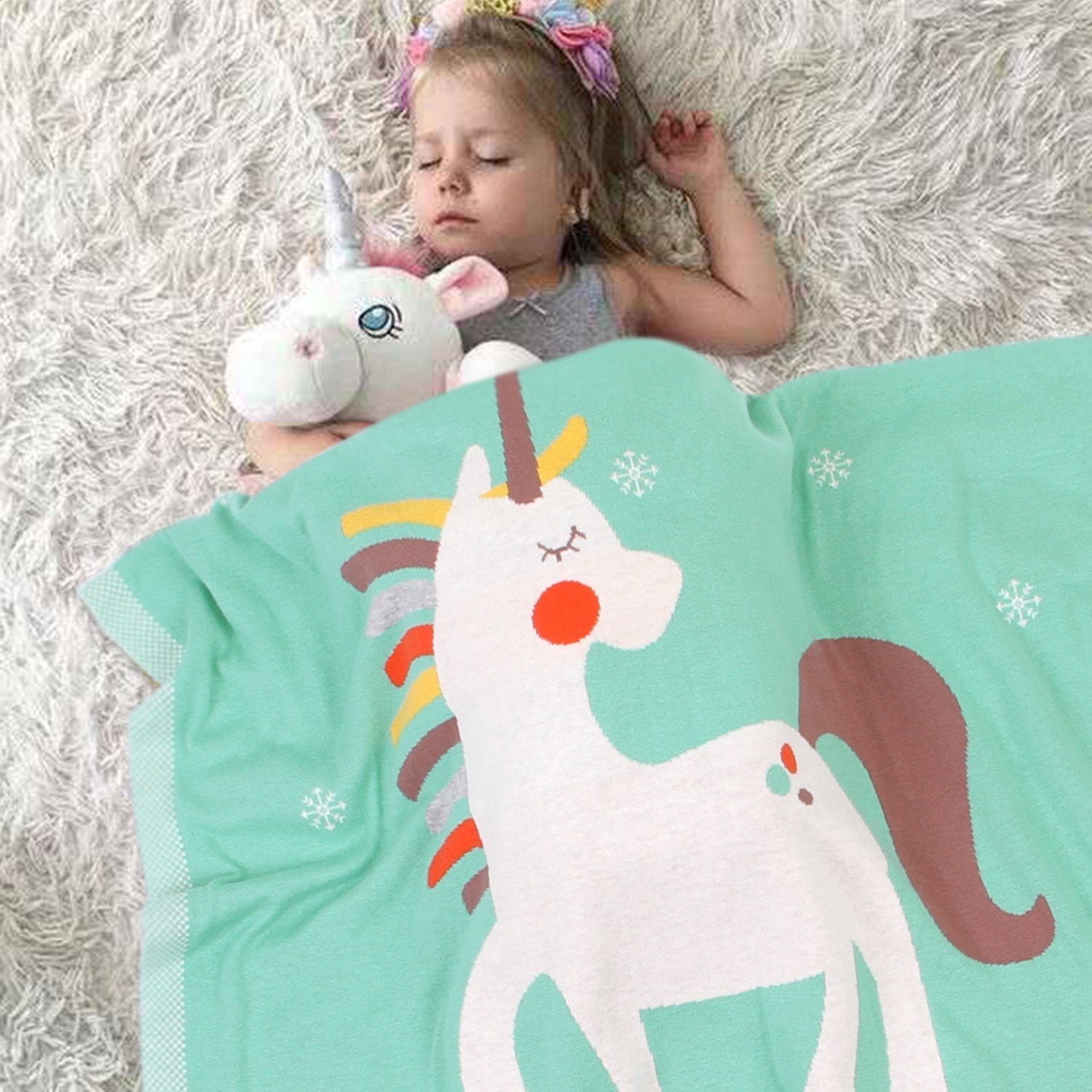 Baby Holding Blanket Cute Unicorn Blanket Air Conditioning Blanket Children Knitted Cover Blanket Wholesale Baby