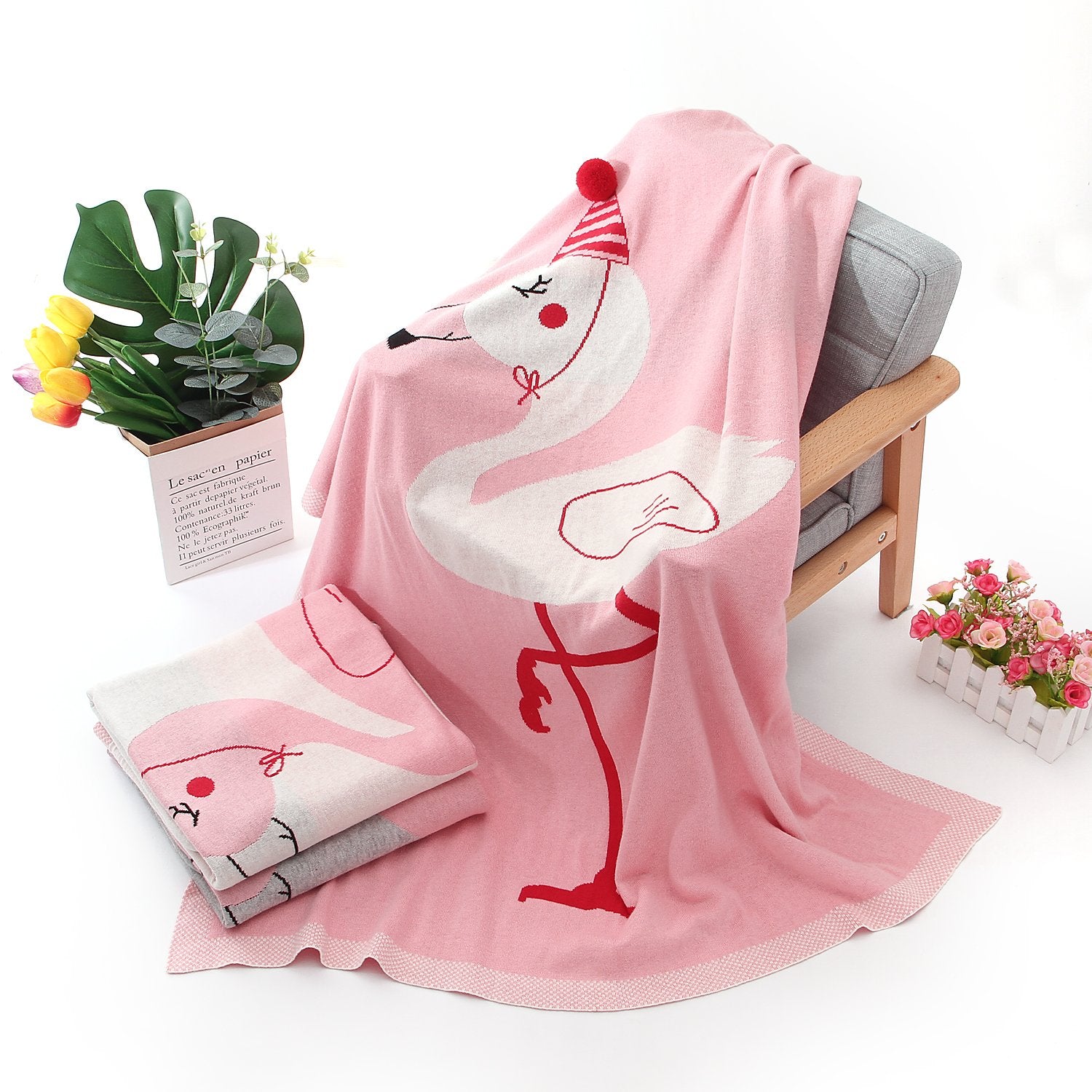 Baby Holding Blanket Stereo Flamingo Blanket Air Conditioning Blanket Children Knitted Cover Blanket Wholesale Baby