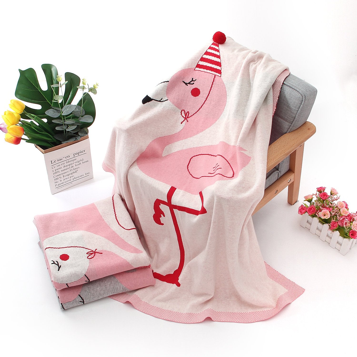 Baby Holding Blanket Stereo Flamingo Blanket Air Conditioning Blanket Children Knitted Cover Blanket Wholesale Baby