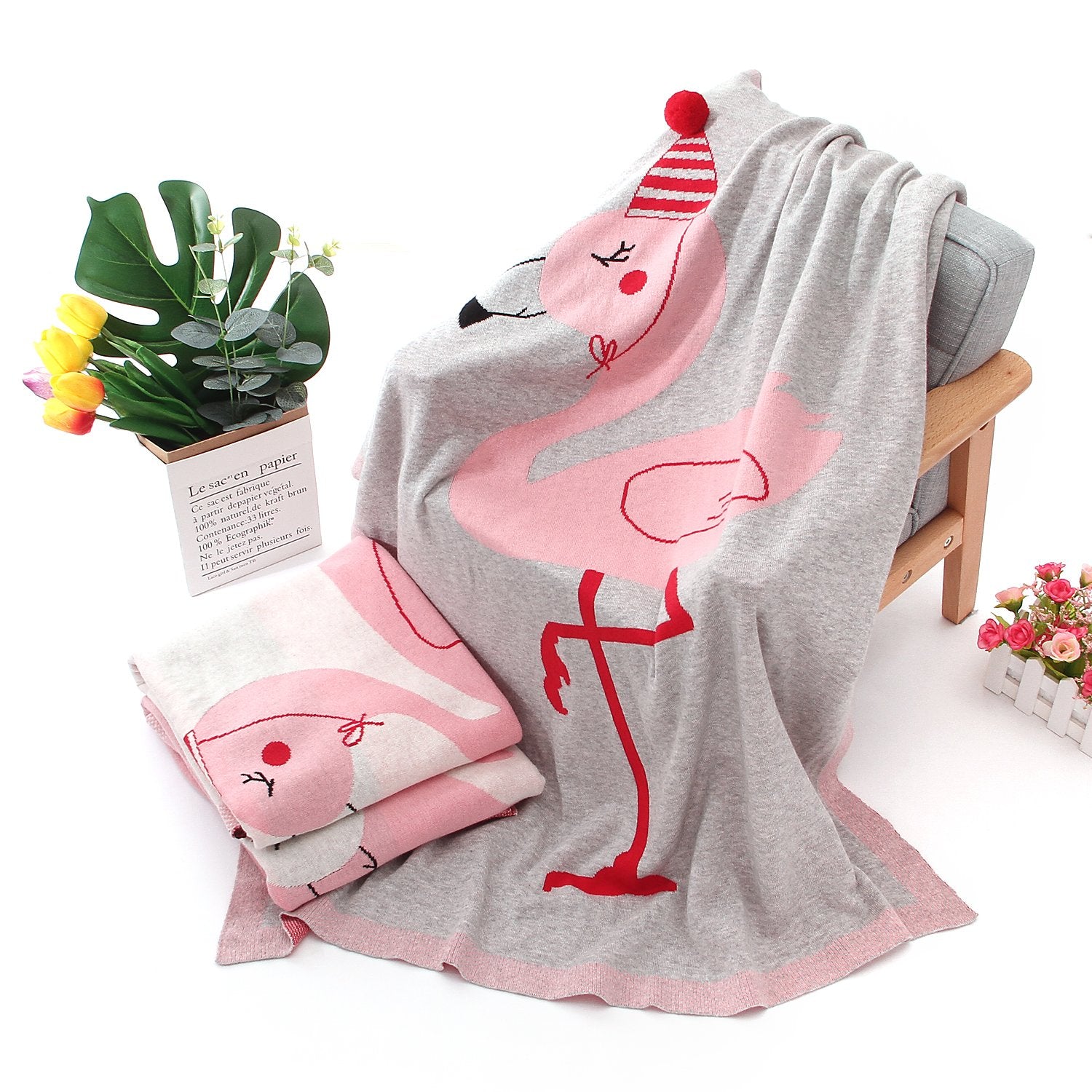 Baby Holding Blanket Stereo Flamingo Blanket Air Conditioning Blanket Children Knitted Cover Blanket Wholesale Baby