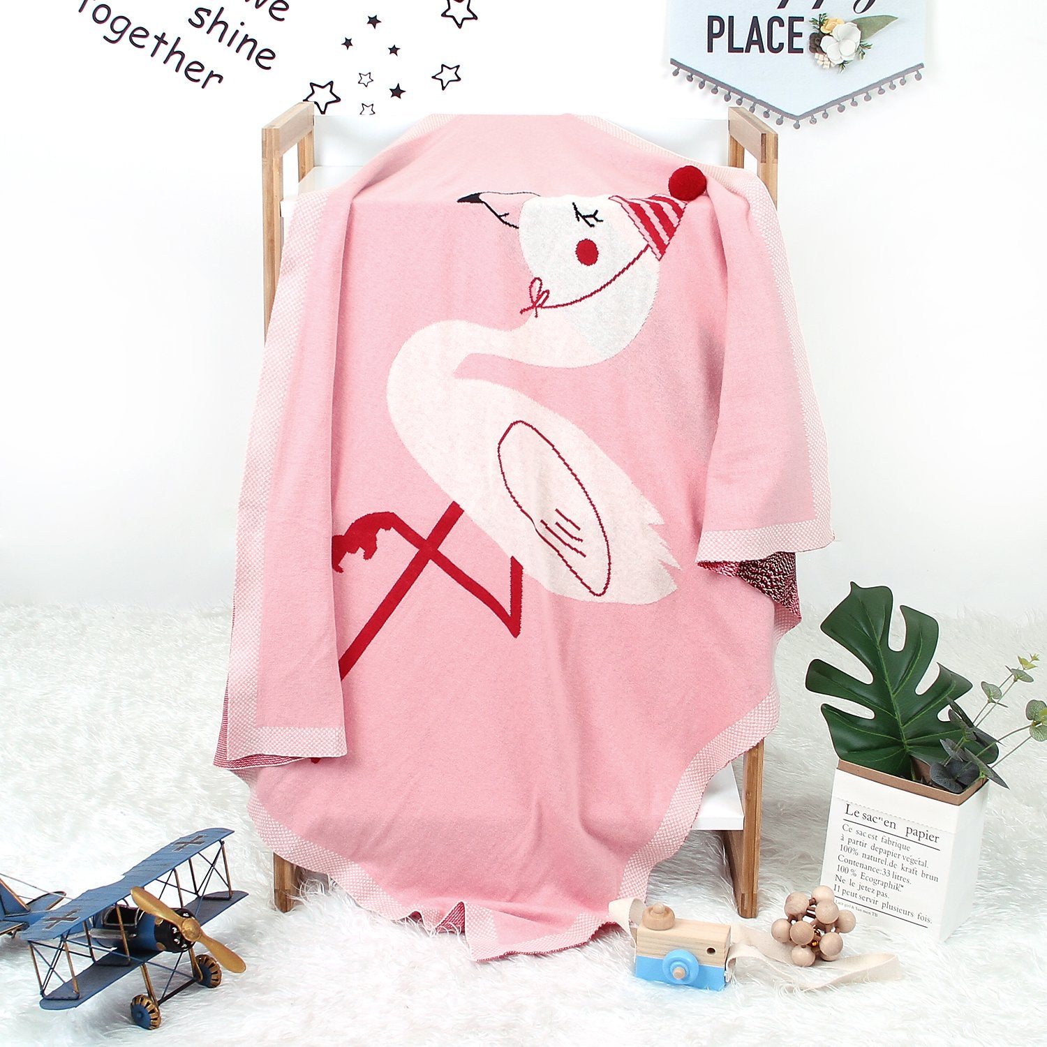 Baby Holding Blanket Stereo Flamingo Blanket Air Conditioning Blanket Children Knitted Cover Blanket Wholesale Baby