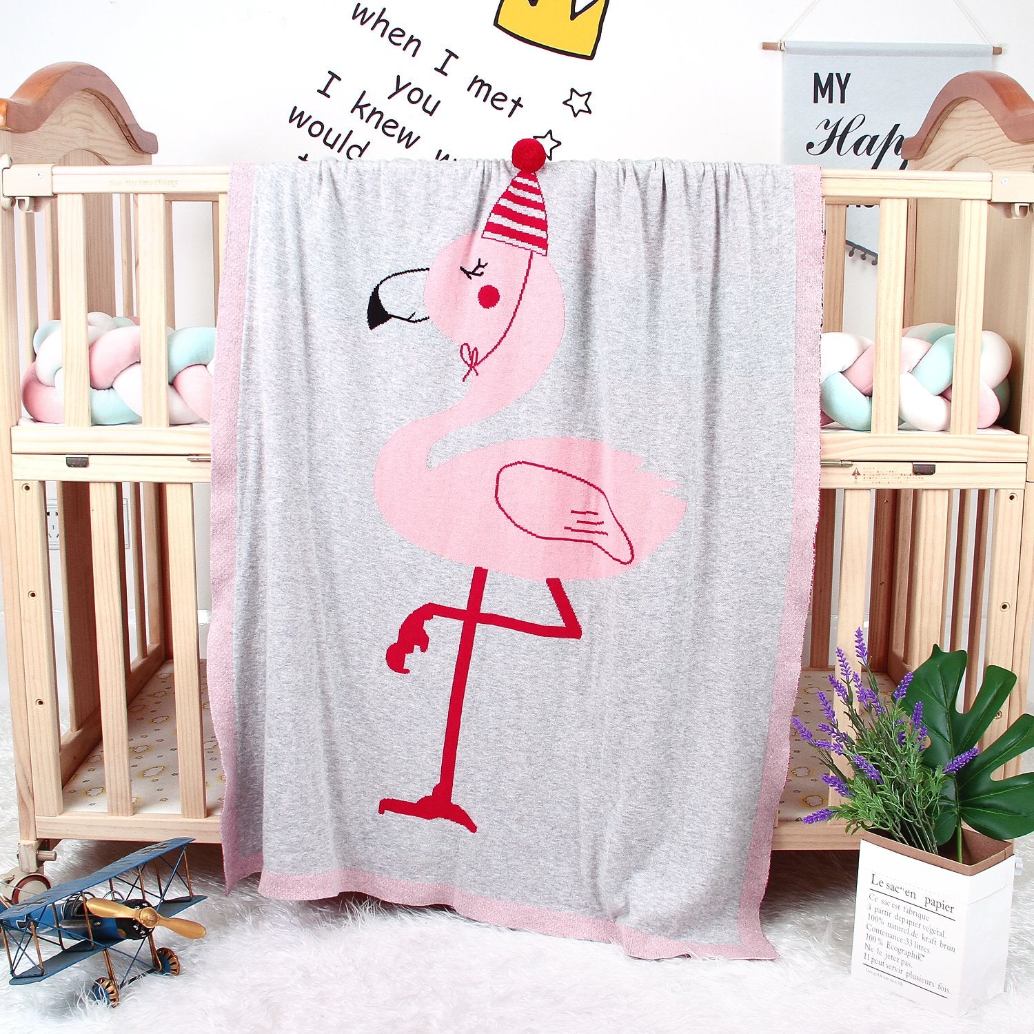 Baby Holding Blanket Stereo Flamingo Blanket Air Conditioning Blanket Children Knitted Cover Blanket Wholesale Baby