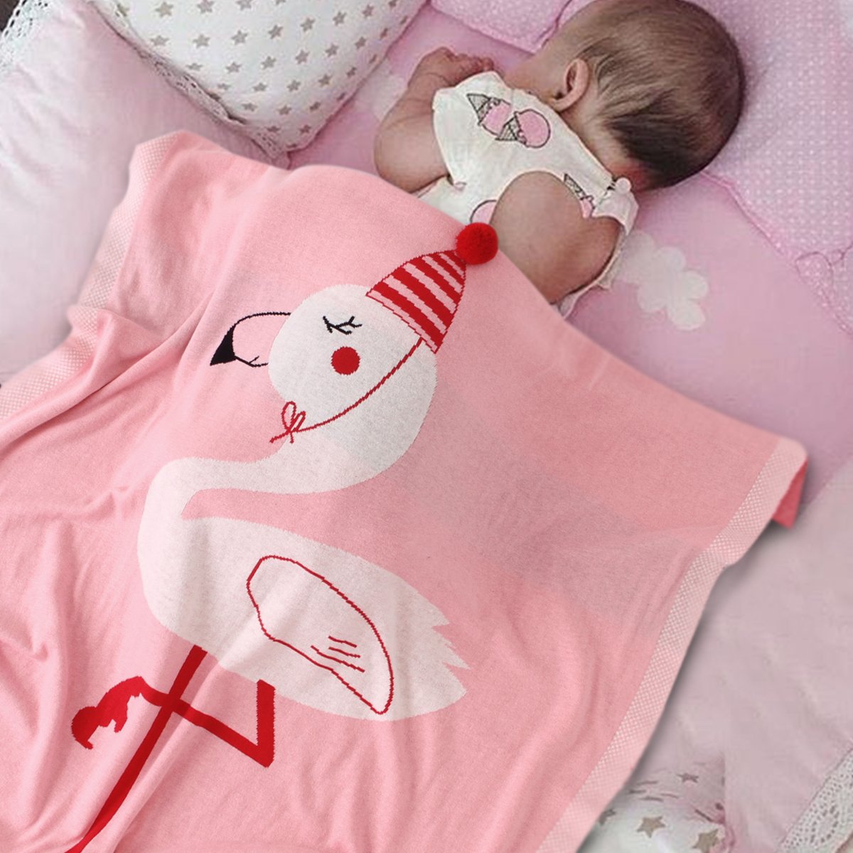 Baby Holding Blanket Stereo Flamingo Blanket Air Conditioning Blanket Children Knitted Cover Blanket Wholesale Baby