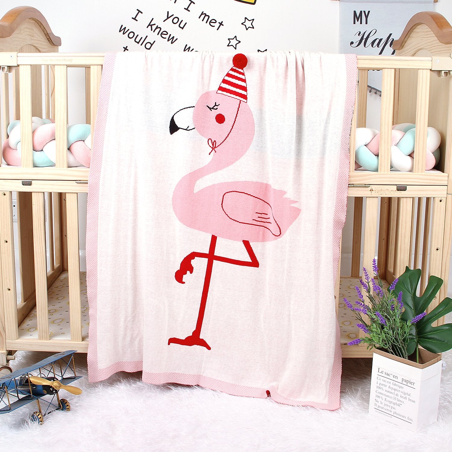 Baby Holding Blanket Stereo Flamingo Blanket Air Conditioning Blanket Children Knitted Cover Blanket Wholesale Baby