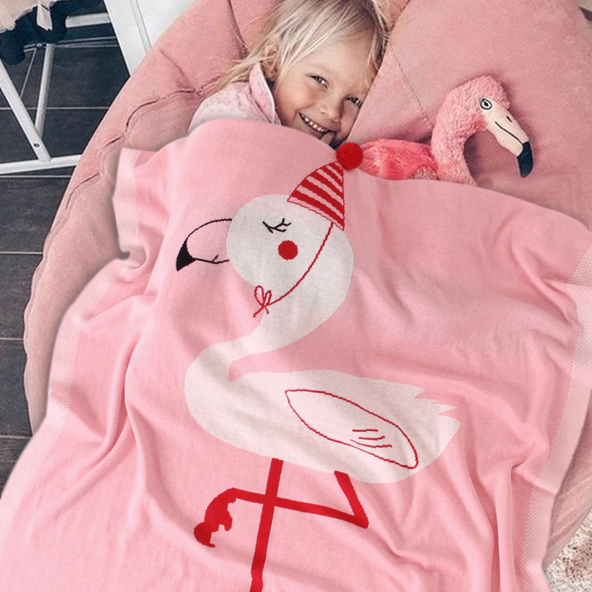 Baby Holding Blanket Stereo Flamingo Blanket Air Conditioning Blanket Children Knitted Cover Blanket Wholesale Baby