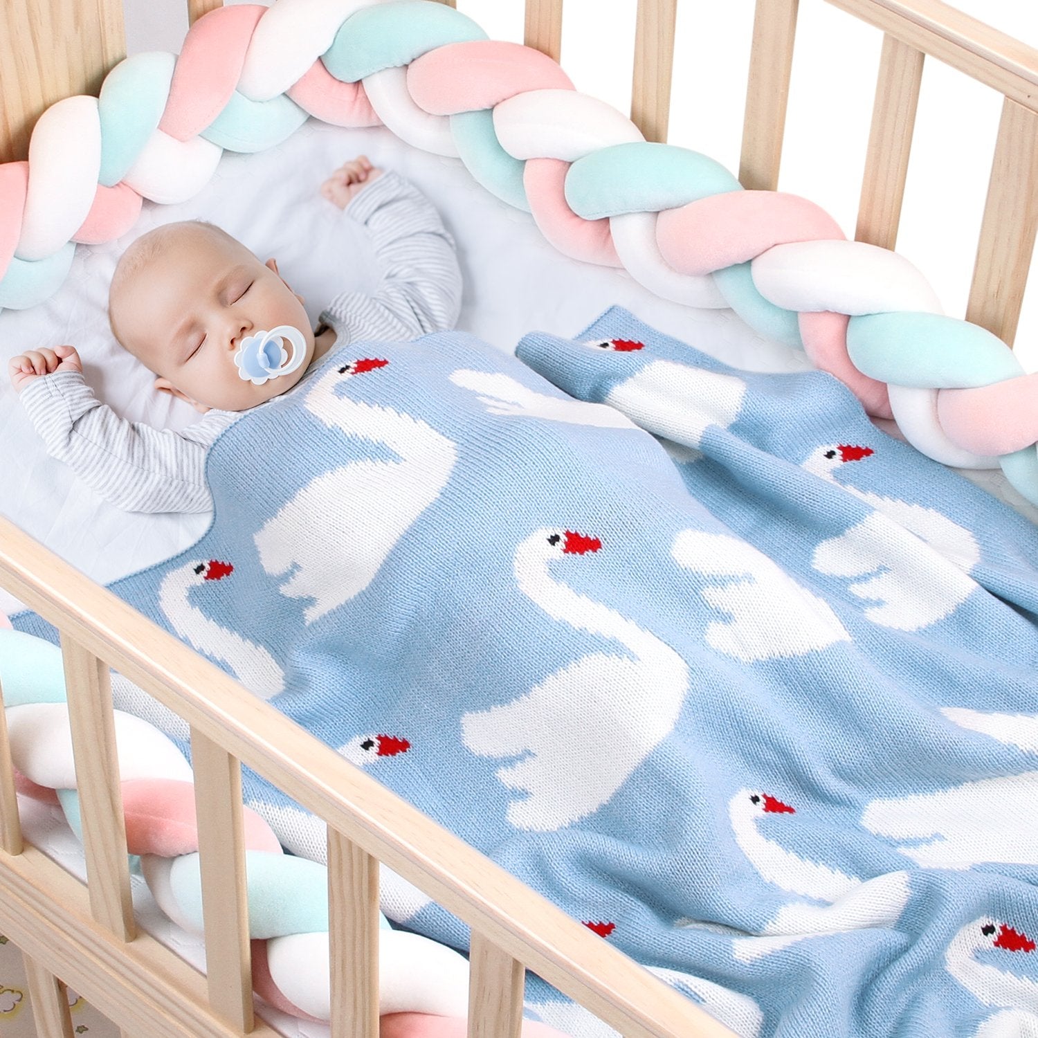 Baby Knitted Blanket Cartoon Swan Baby Outing Hugging Blanket Baby Wholesale Clothing