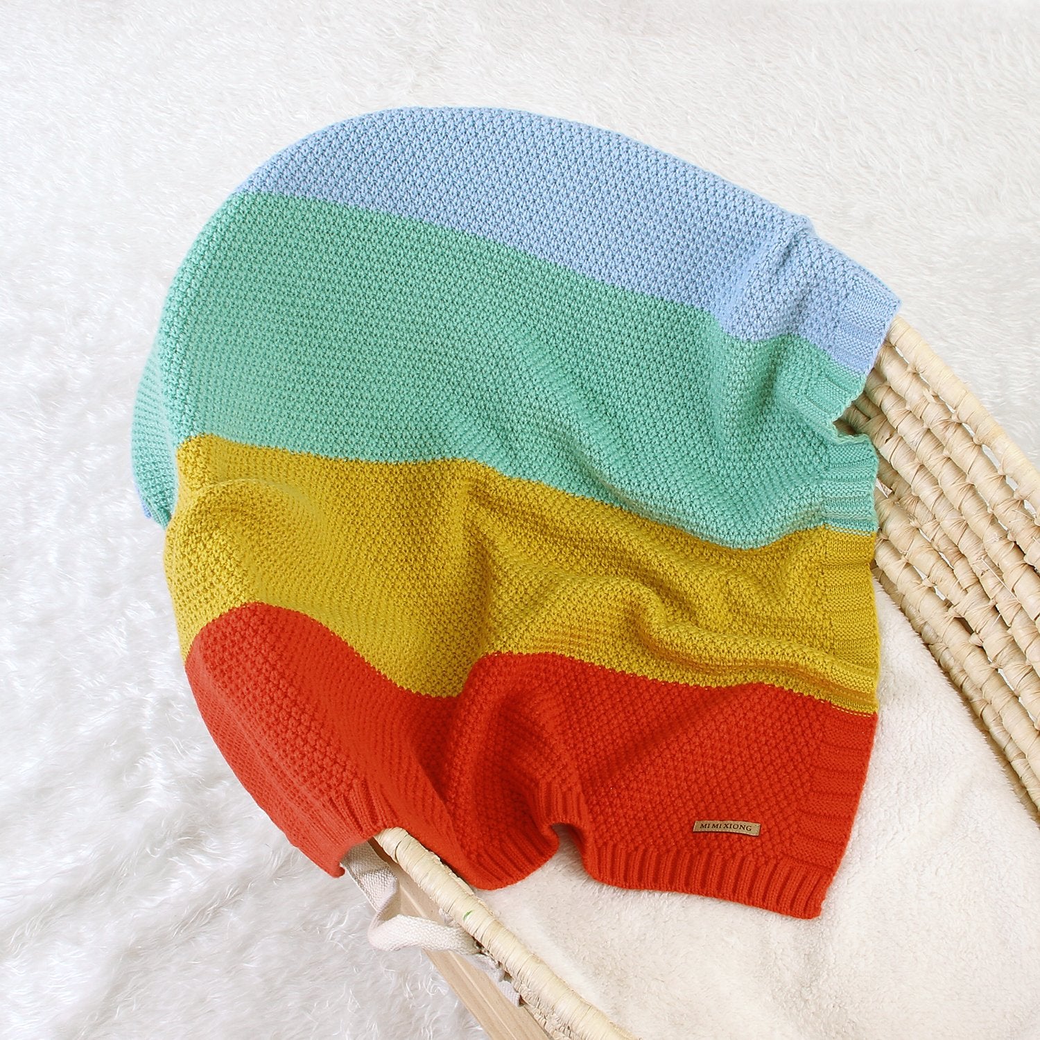 Baby Knitted Rainbow Carpet Blanket Baby Stroller Cover Quilt Baby Clothes Wholesale