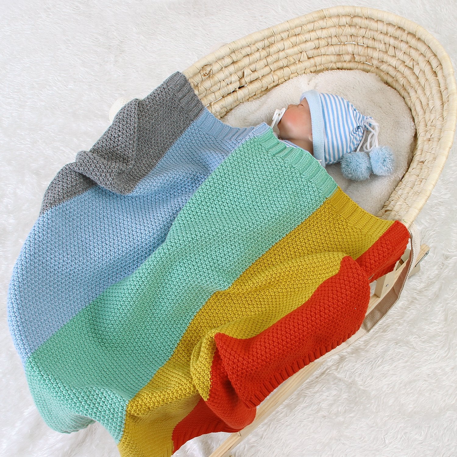 Baby Knitted Rainbow Carpet Blanket Baby Stroller Cover Quilt Baby Clothes Wholesale