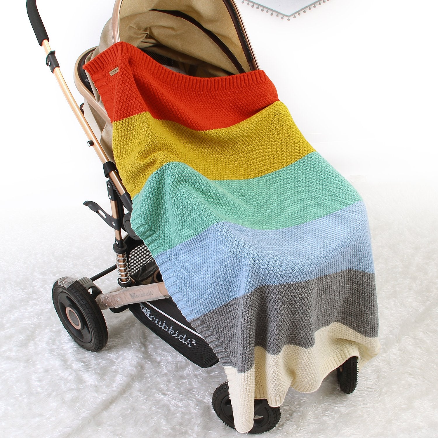 Baby Knitted Rainbow Carpet Blanket Baby Stroller Cover Quilt Baby Clothes Wholesale