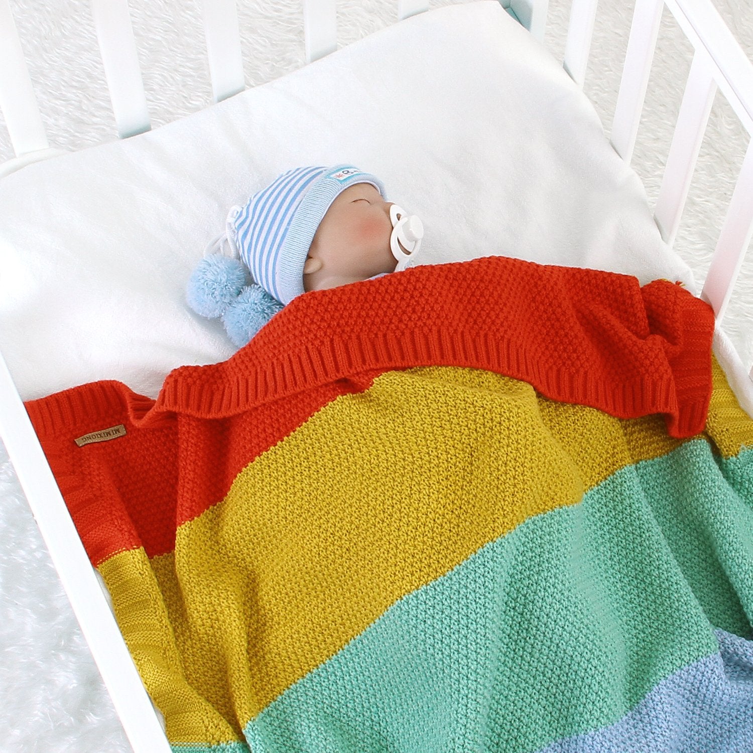 Baby Knitted Rainbow Carpet Blanket Baby Stroller Cover Quilt Baby Clothes Wholesale