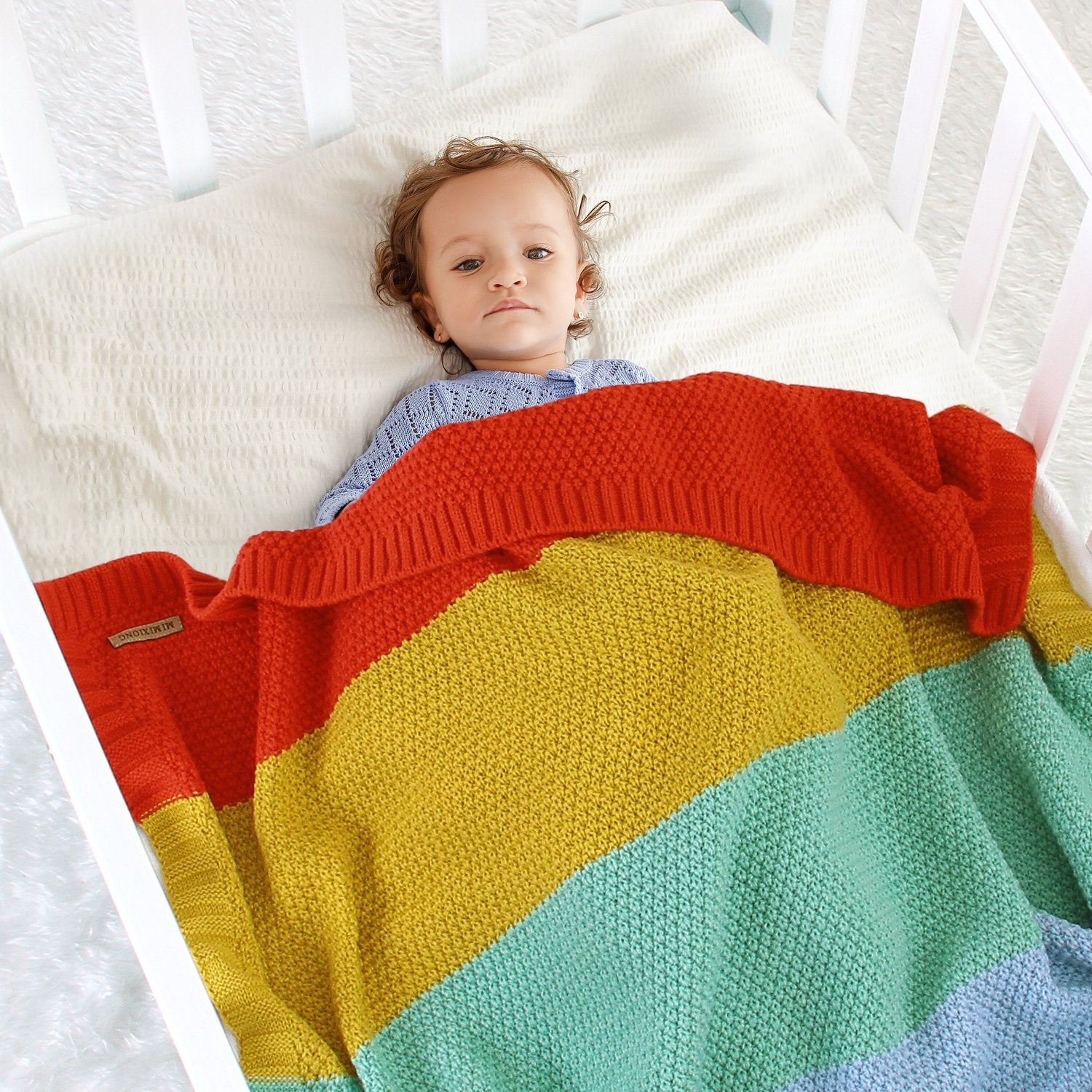 Baby Knitted Rainbow Carpet Blanket Baby Stroller Cover Quilt Baby Clothes Wholesale