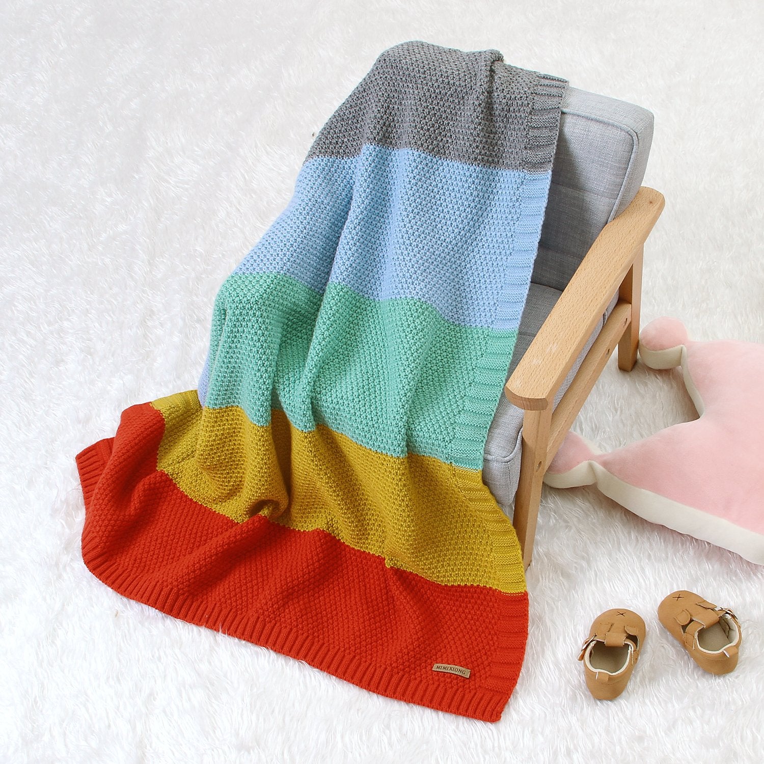 Baby Knitted Rainbow Carpet Blanket Baby Stroller Cover Quilt Baby Clothes Wholesale