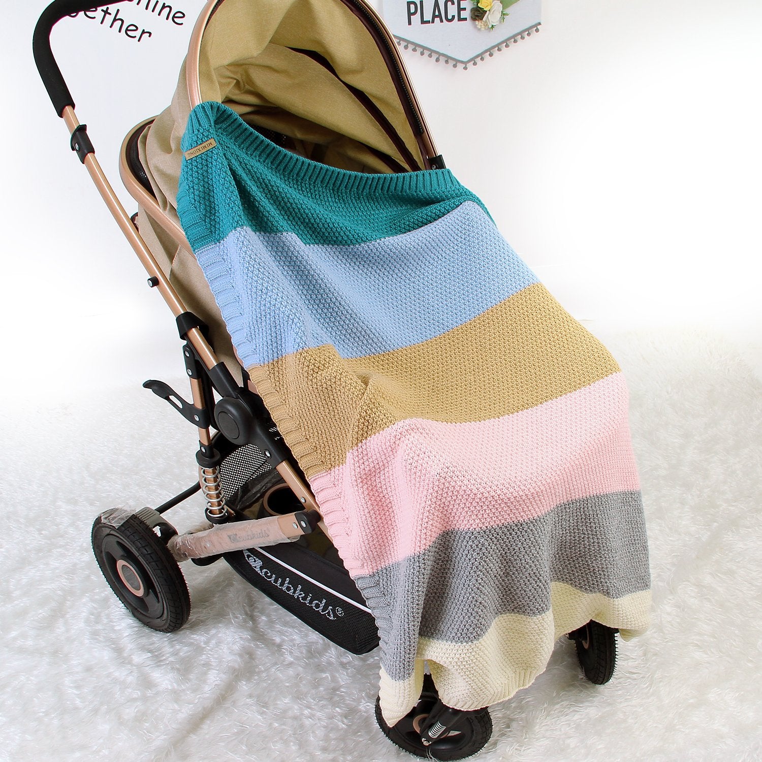 Baby Knitted Rainbow Carpet Blanket Baby Stroller Cover Quilt Baby Clothes Wholesale