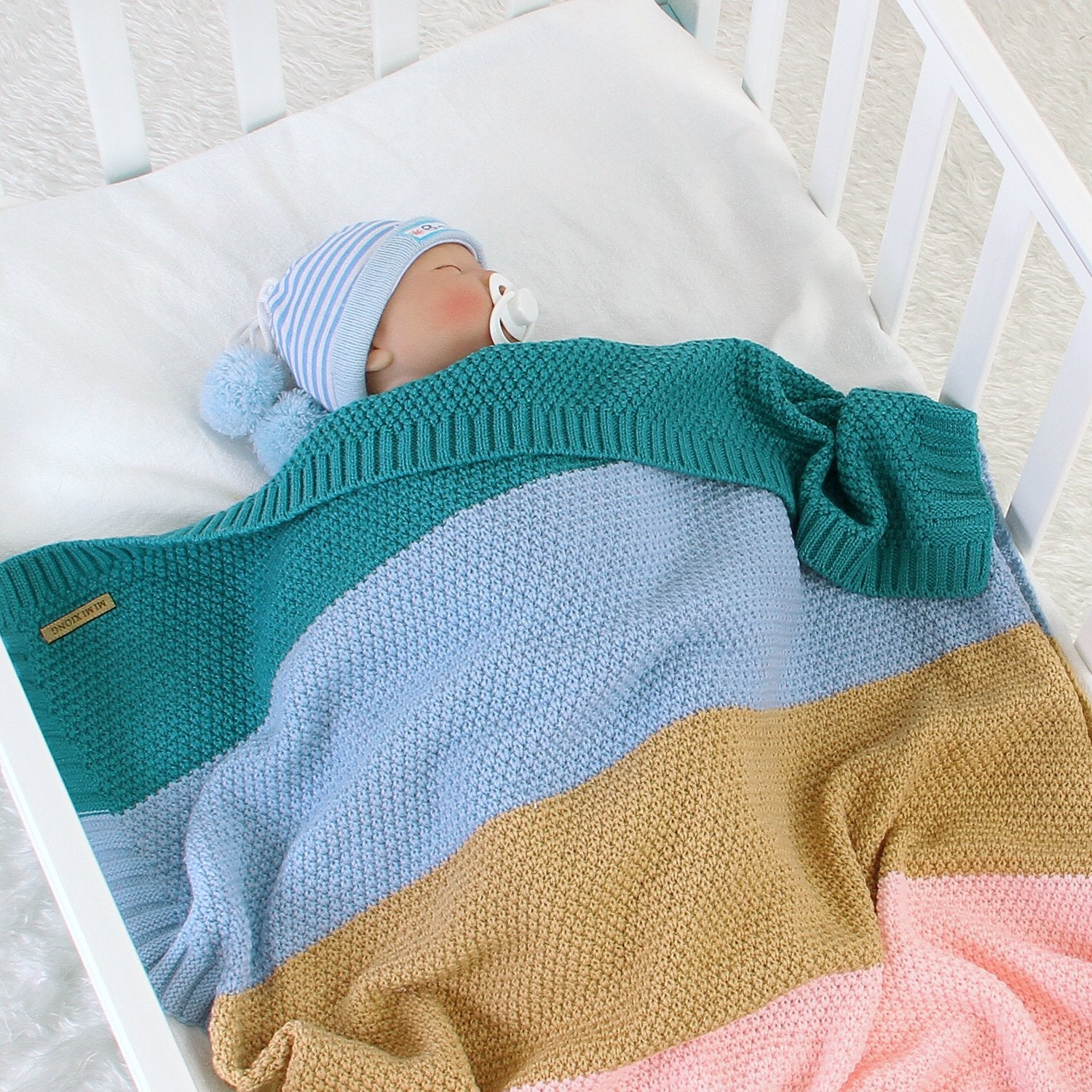 Baby Knitted Rainbow Carpet Blanket Baby Stroller Cover Quilt Baby Clothes Wholesale