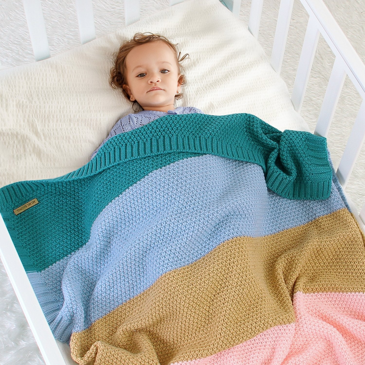 Baby Knitted Rainbow Carpet Blanket Baby Stroller Cover Quilt Baby Clothes Wholesale