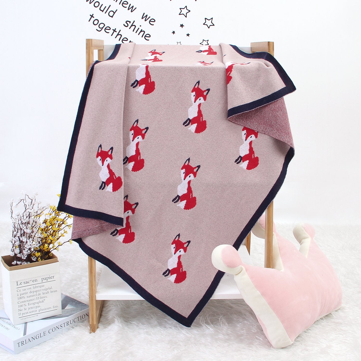 Baby Spring And Autumn Blanket Cartoon Fox Knitted Blanket Baby Holding Blanket Baby Wholesale Clothing