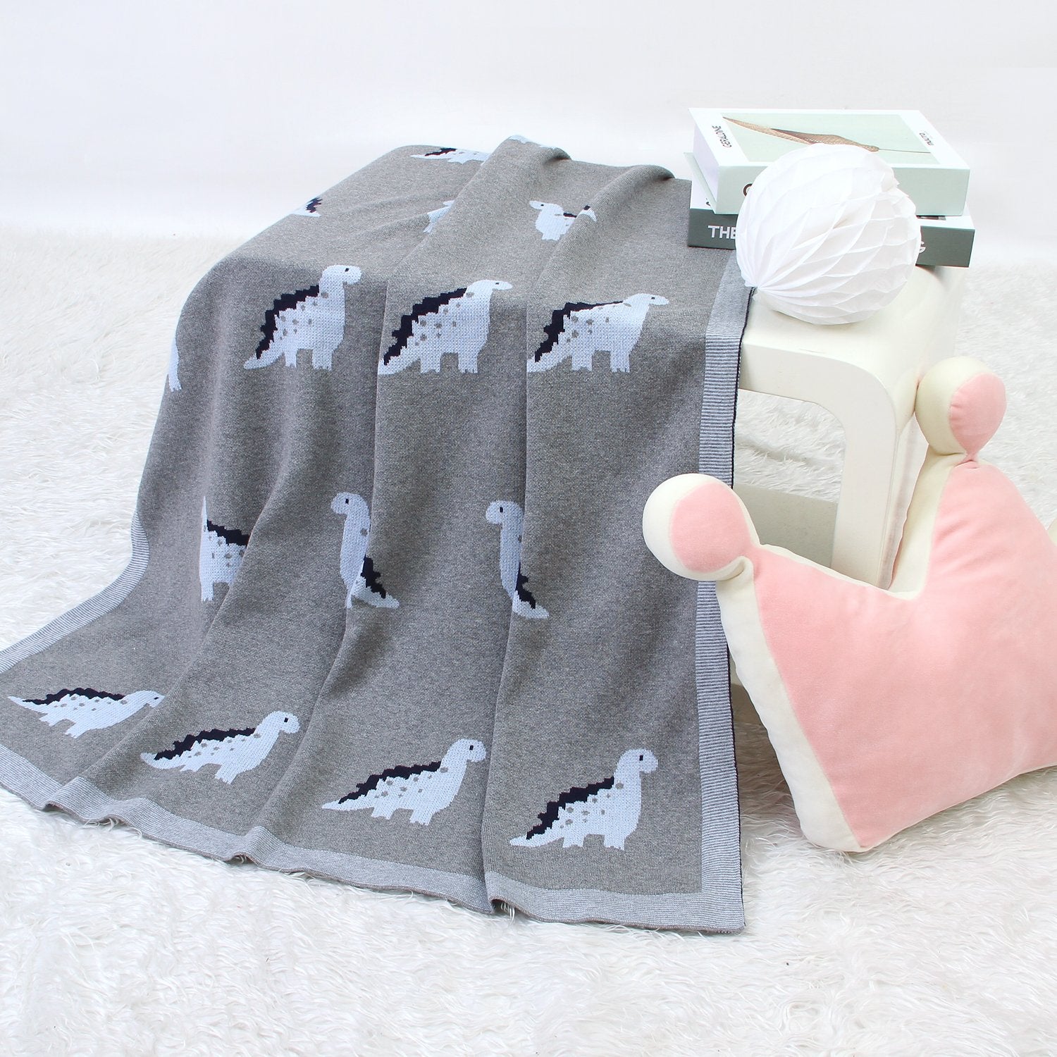 Baby Spring And Autumn Blanket Cartoon Little Dinosaur Knitted Baby Blanket Wholesale Baby Clothes