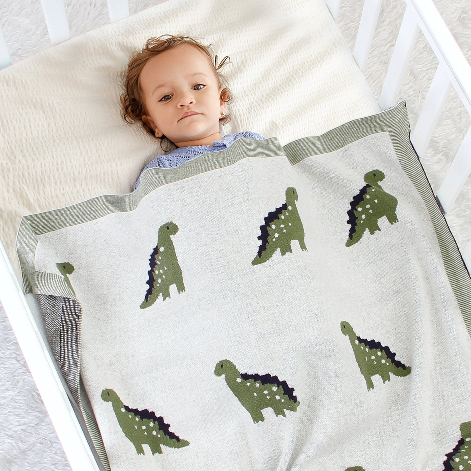 Baby Spring And Autumn Blanket Cartoon Little Dinosaur Knitted Baby Blanket Wholesale Baby Clothes