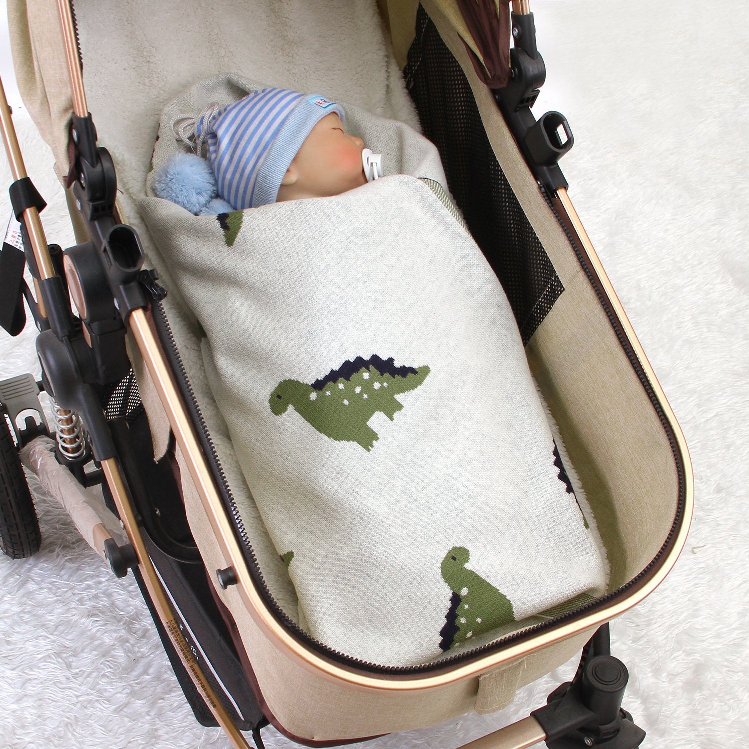 Baby Spring And Autumn Blanket Cartoon Little Dinosaur Knitted Baby Blanket Wholesale Baby Clothes