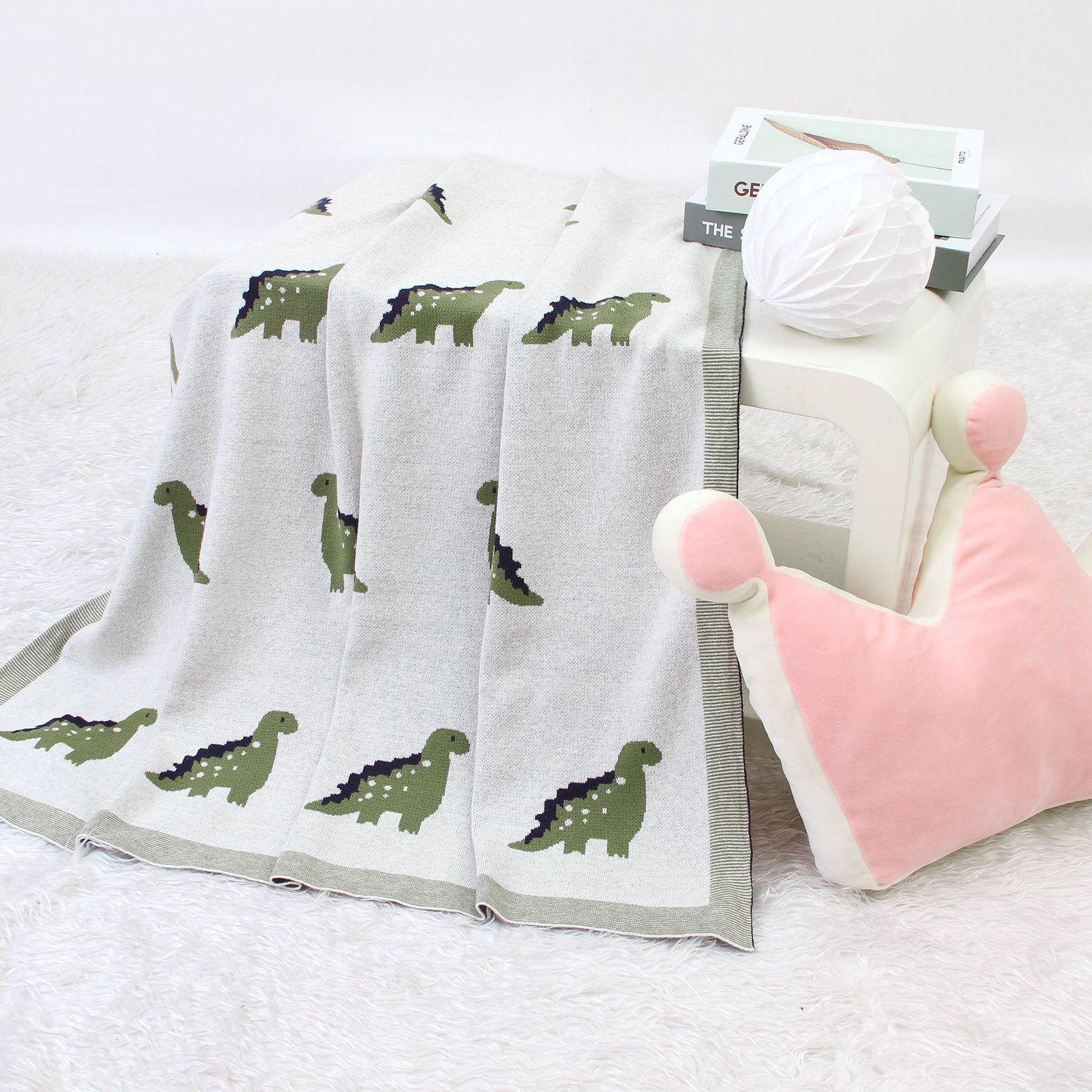 Baby Spring And Autumn Blanket Cartoon Little Dinosaur Knitted Baby Blanket Wholesale Baby Clothes