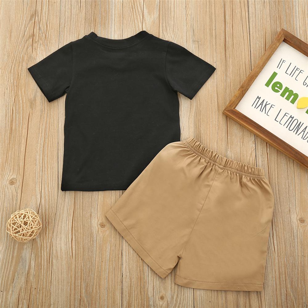 Boys Ball Printed Short Sleeve T-shirt & Solid Shorts Wholesale Boys Suits