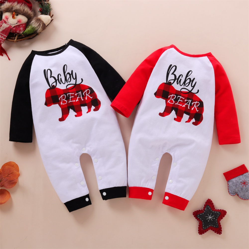 Baby Bear Plaid Printed Long Sleeve Romper Wholesale Baby Clothes Suppliers