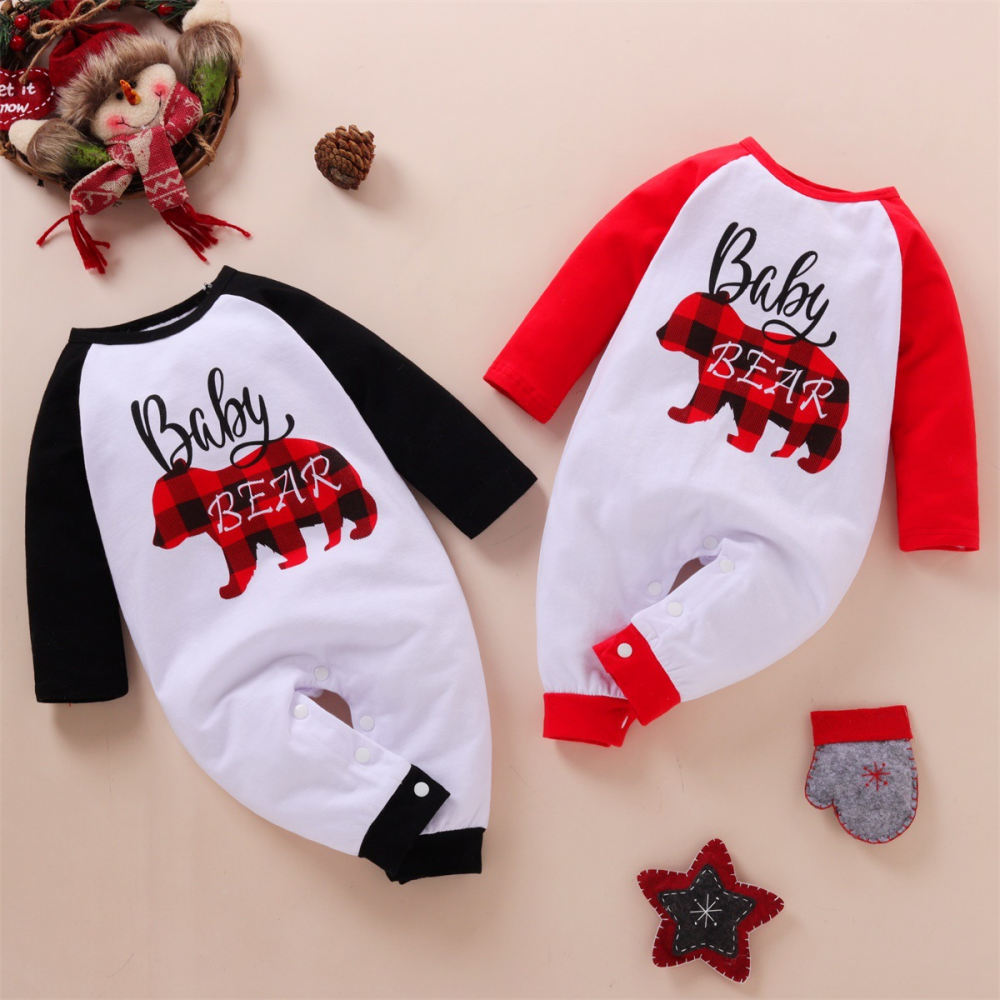 Baby Bear Plaid Printed Long Sleeve Romper Wholesale Baby Clothes Suppliers