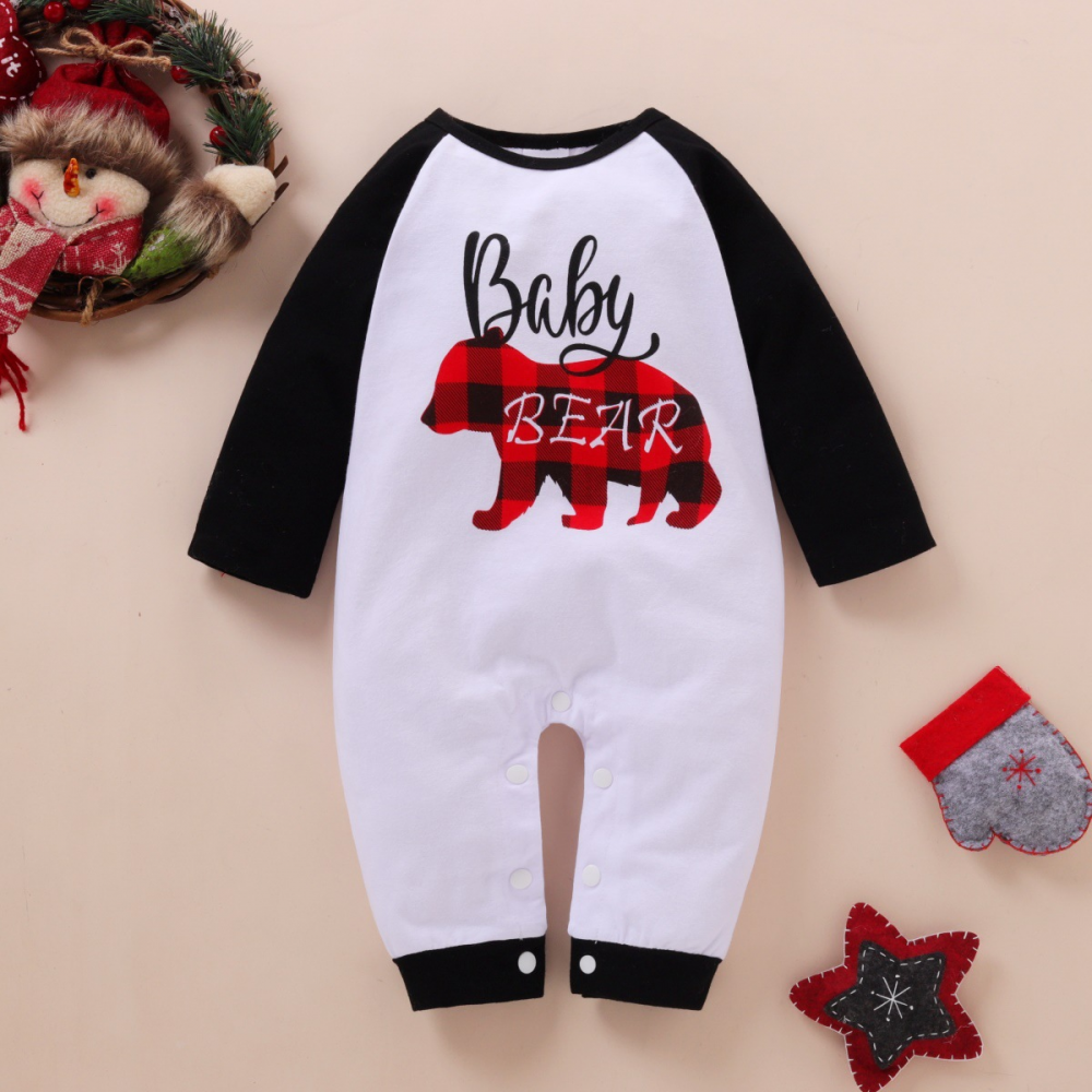 Baby Bear Plaid Printed Long Sleeve Romper Wholesale Baby Clothes Suppliers