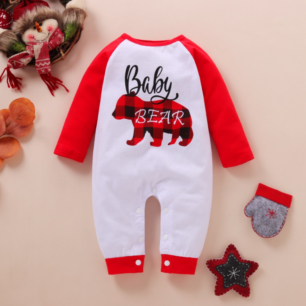 Baby Bear Plaid Printed Long Sleeve Romper Wholesale Baby Clothes Suppliers