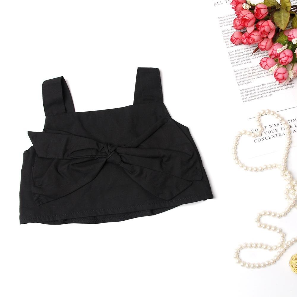 Girls Black Bow Decor Sling Top & Sunflower Printed Pants wholesale children's boutique clothing suppliers usa