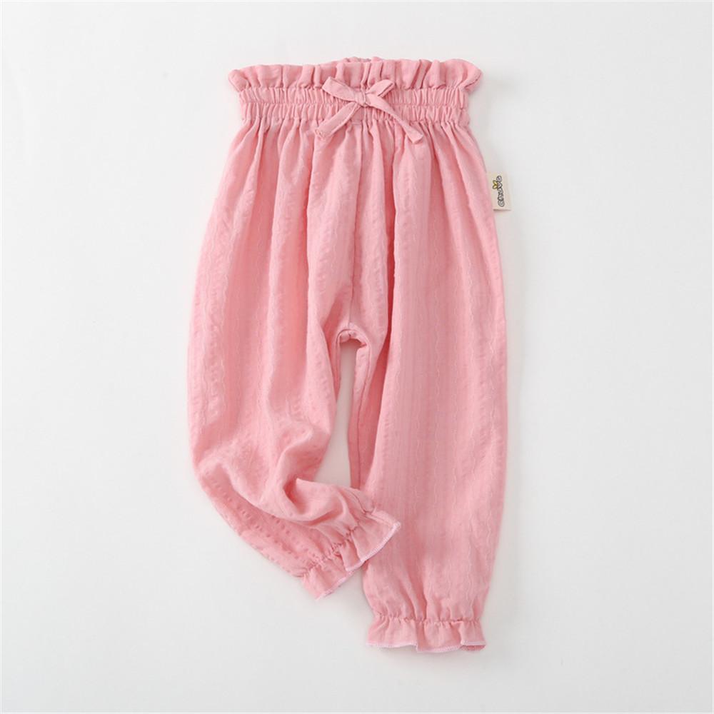 Girls Bow Decor Solid Casual Pants