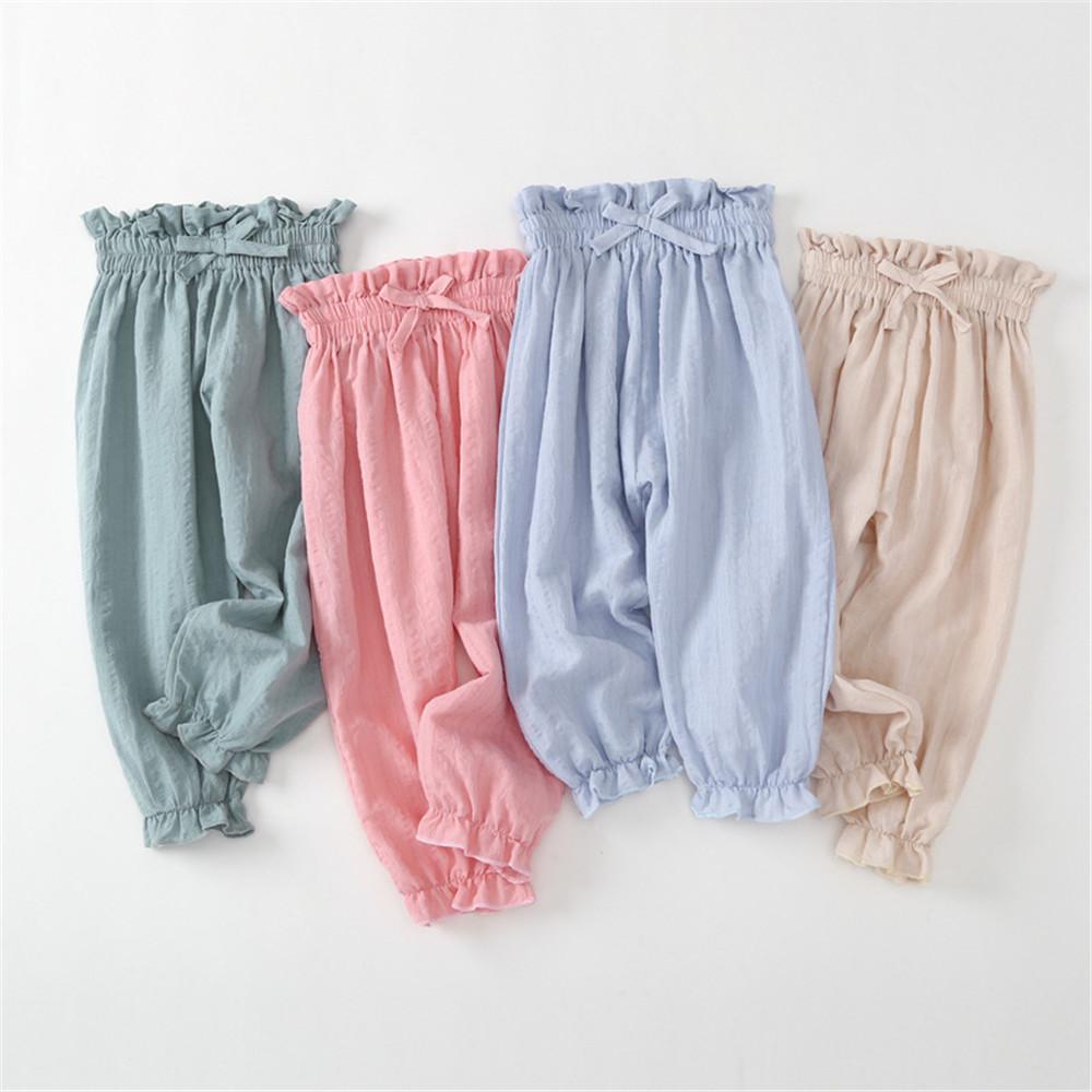 Girls Bow Decor Solid Casual Pants