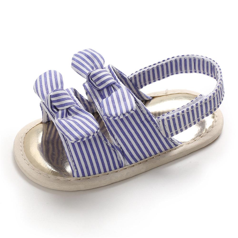 Baby Bow Decor Striped Magic Tape Sandals Children Wholesale Shoes